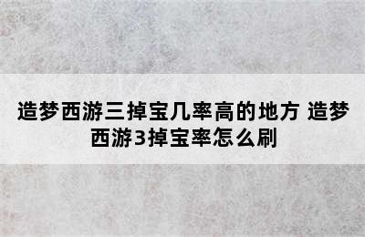 造梦西游三掉宝几率高的地方 造梦西游3掉宝率怎么刷